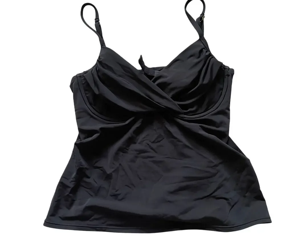 Sunsets Separates Womens Black Wrap Style Tankini Bra Top Swim Beach Flowy Chic